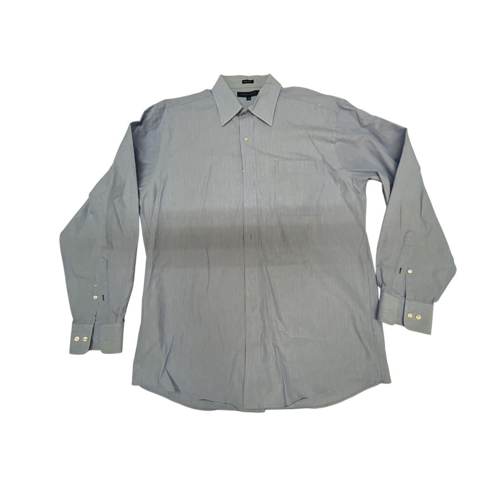 Tommy Hilfiger Mens Regular Fit Blue Micro Check Dress‎ Shirt 16 34-35